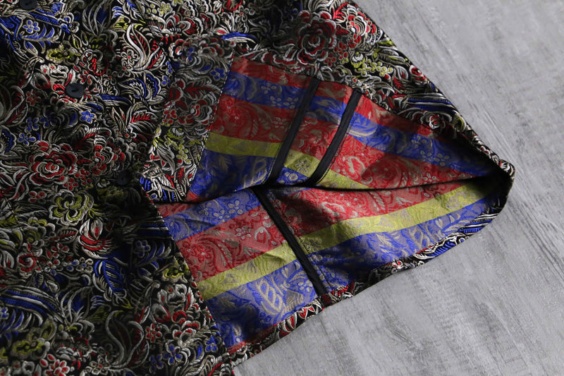 1990s CHICO'S silk×rayon jacquard tracker JKT