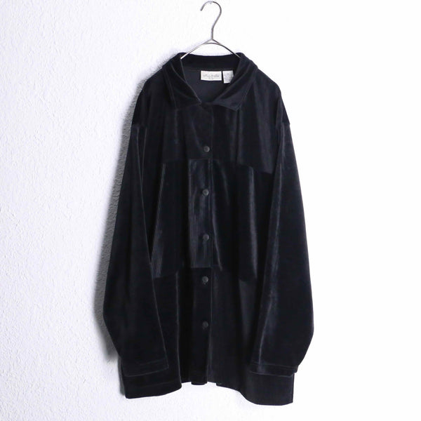 black velours design loose shirt