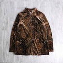 "Coldwater Creek" brown paisley velours china shirt