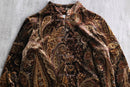 "Coldwater Creek" brown paisley velours china shirt