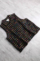 square design front zip  jacquard vest