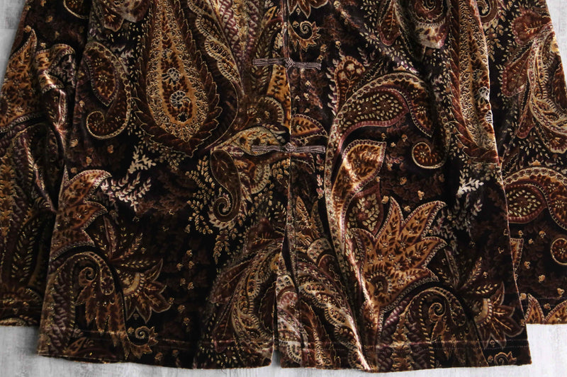 "Coldwater Creek" brown paisley velours china shirt