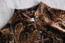 "Coldwater Creek" brown paisley velours china shirt