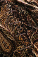 "Coldwater Creek" brown paisley velours china shirt