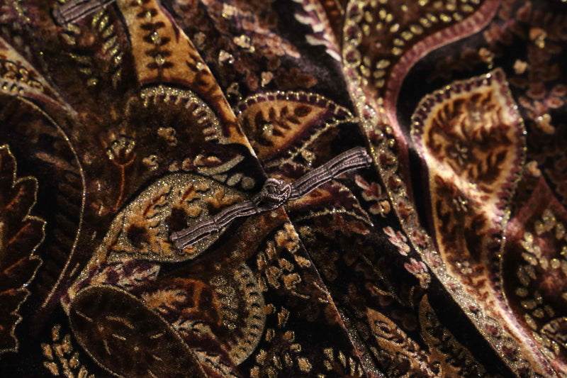 "Coldwater Creek" brown paisley velours china shirt