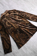 "Coldwater Creek" brown paisley velours china shirt