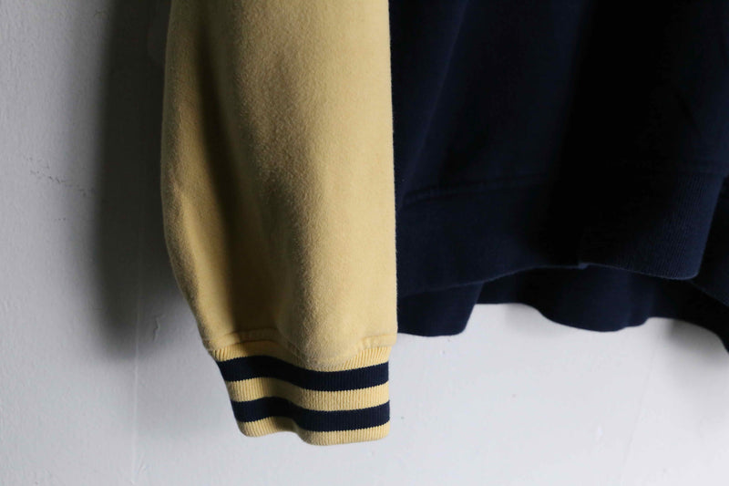 high-neck horizontal stripe half zip tops