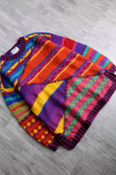 multicolored random design mohair hand knit