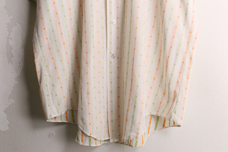 70's light color stripe design s/s shirt