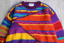 multicolored random design mohair hand knit