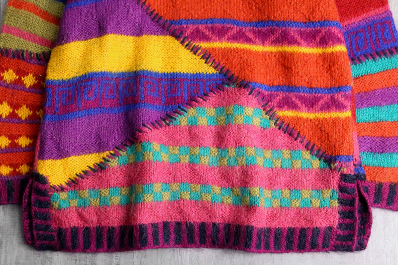 multicolored random design mohair hand knit