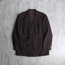 reddish brown double breasted wool blazer