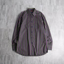 00's "KENZO HOMME" pink × lime green striped L/S shirt