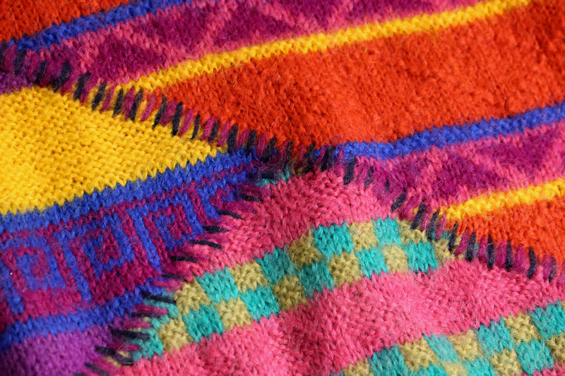 multicolored random design mohair hand knit