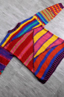 multicolored random design mohair hand knit
