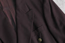 reddish brown double breasted wool blazer