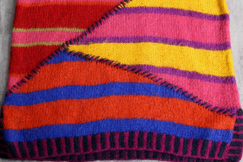 multicolored random design mohair hand knit
