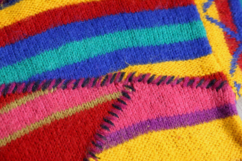 multicolored random design mohair hand knit