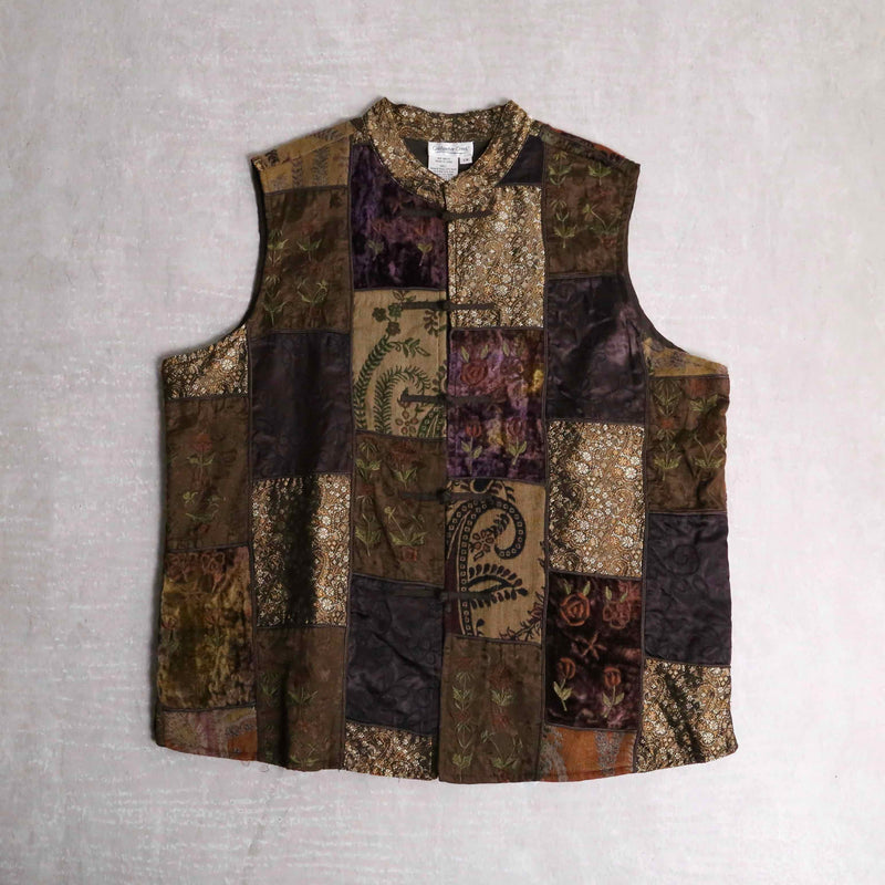 "Cold water Creek" flower patchwork design china vest