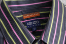 00's "KENZO HOMME" pink × lime green striped L/S shirt