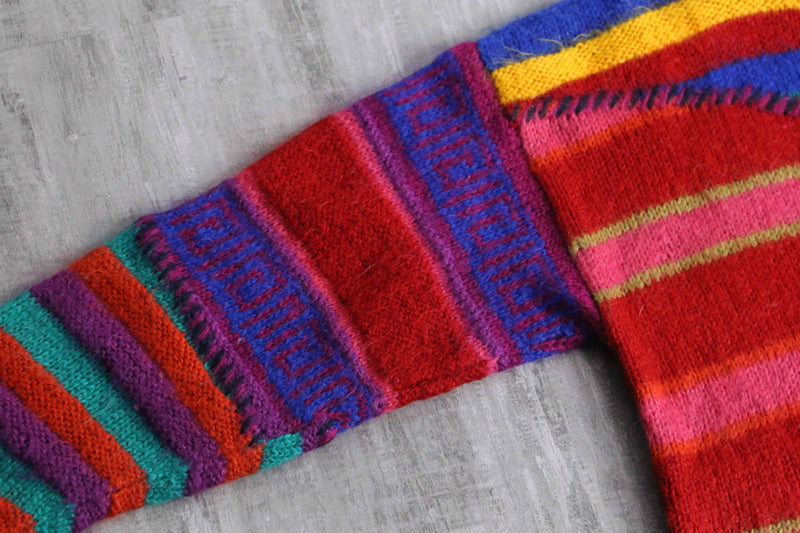 multicolored random design mohair hand knit