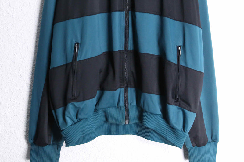 90s “adidas” green black horizontal stripe track jacket