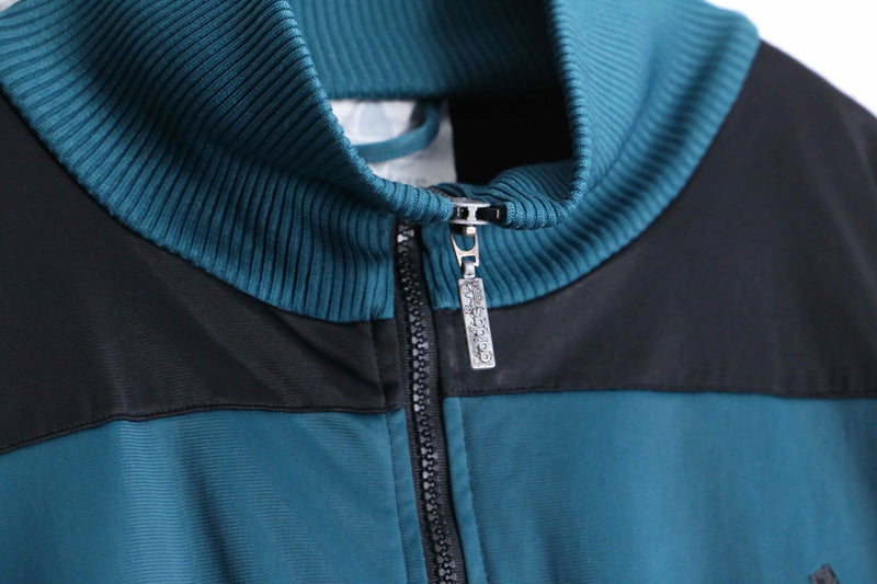 90s “adidas” green black horizontal stripe track jacket