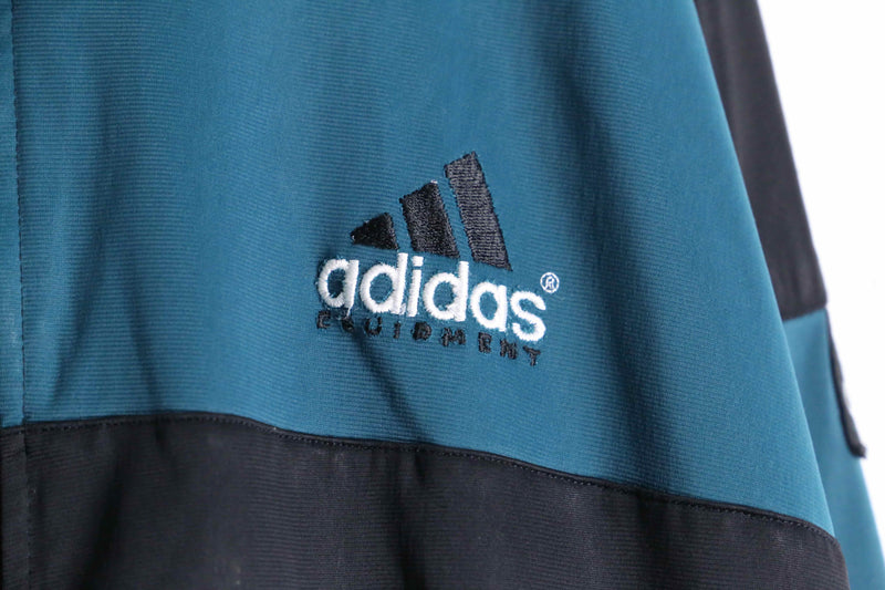 90s “adidas” green black horizontal stripe track jacket