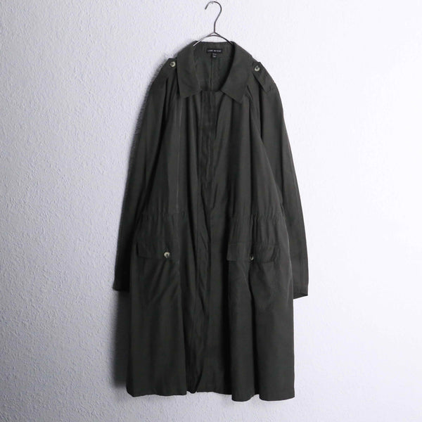 2000s zip up rayon poly twill coat