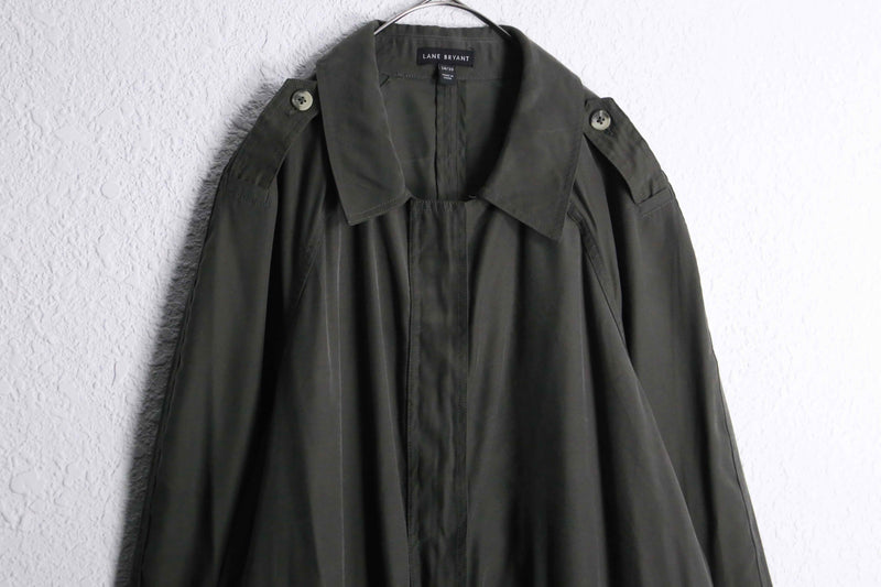 2000s zip up rayon poly twill coat