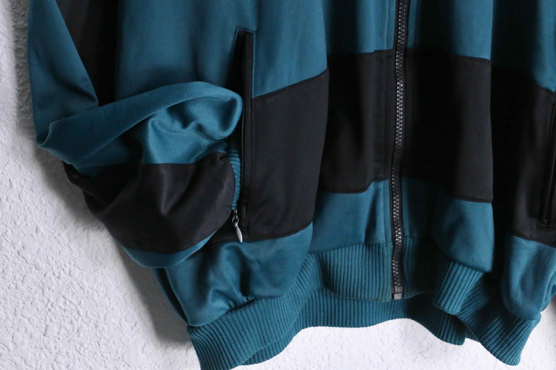 90s “adidas” green black horizontal stripe track jacket