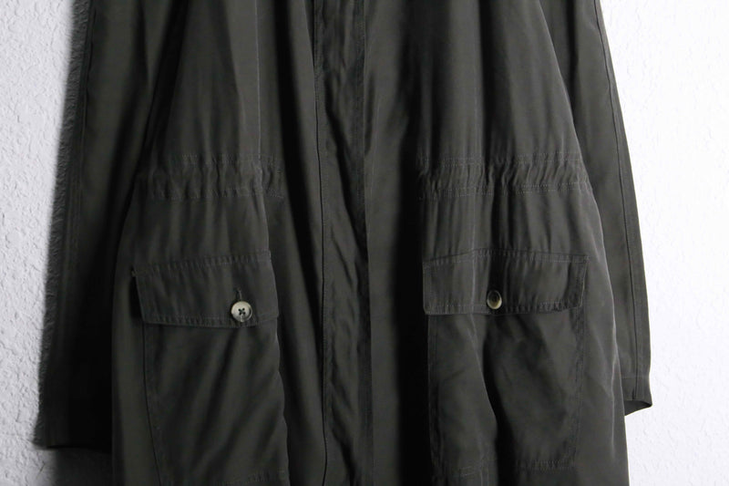 2000s zip up rayon poly twill coat