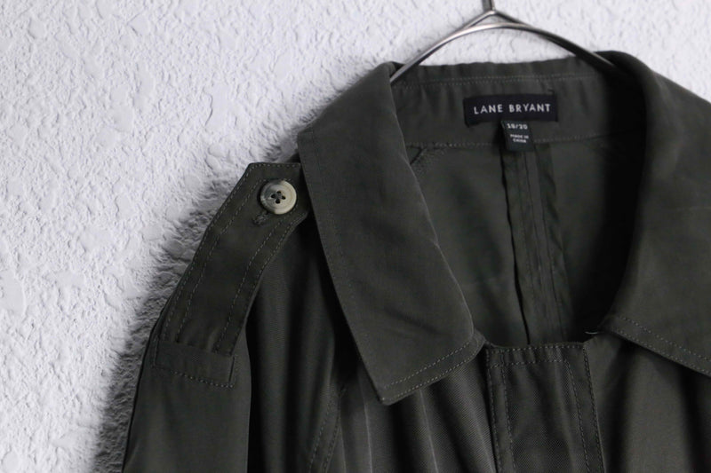 2000s zip up rayon poly twill coat