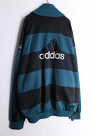 90s “adidas” green black horizontal stripe track jacket
