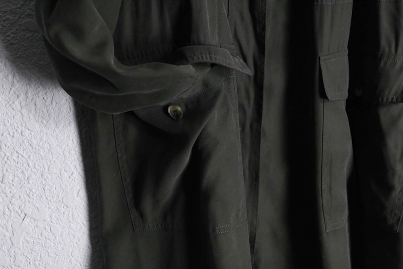 2000s zip up rayon poly twill coat