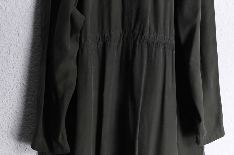 2000s zip up rayon poly twill coat