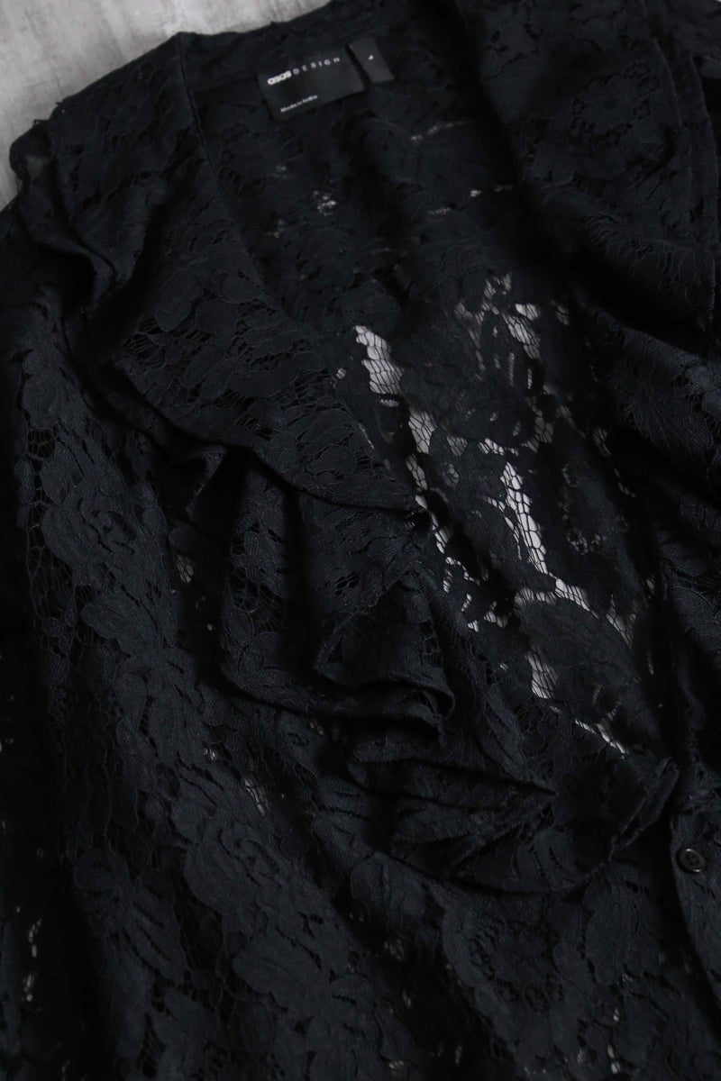 2000s total lace frill shirt