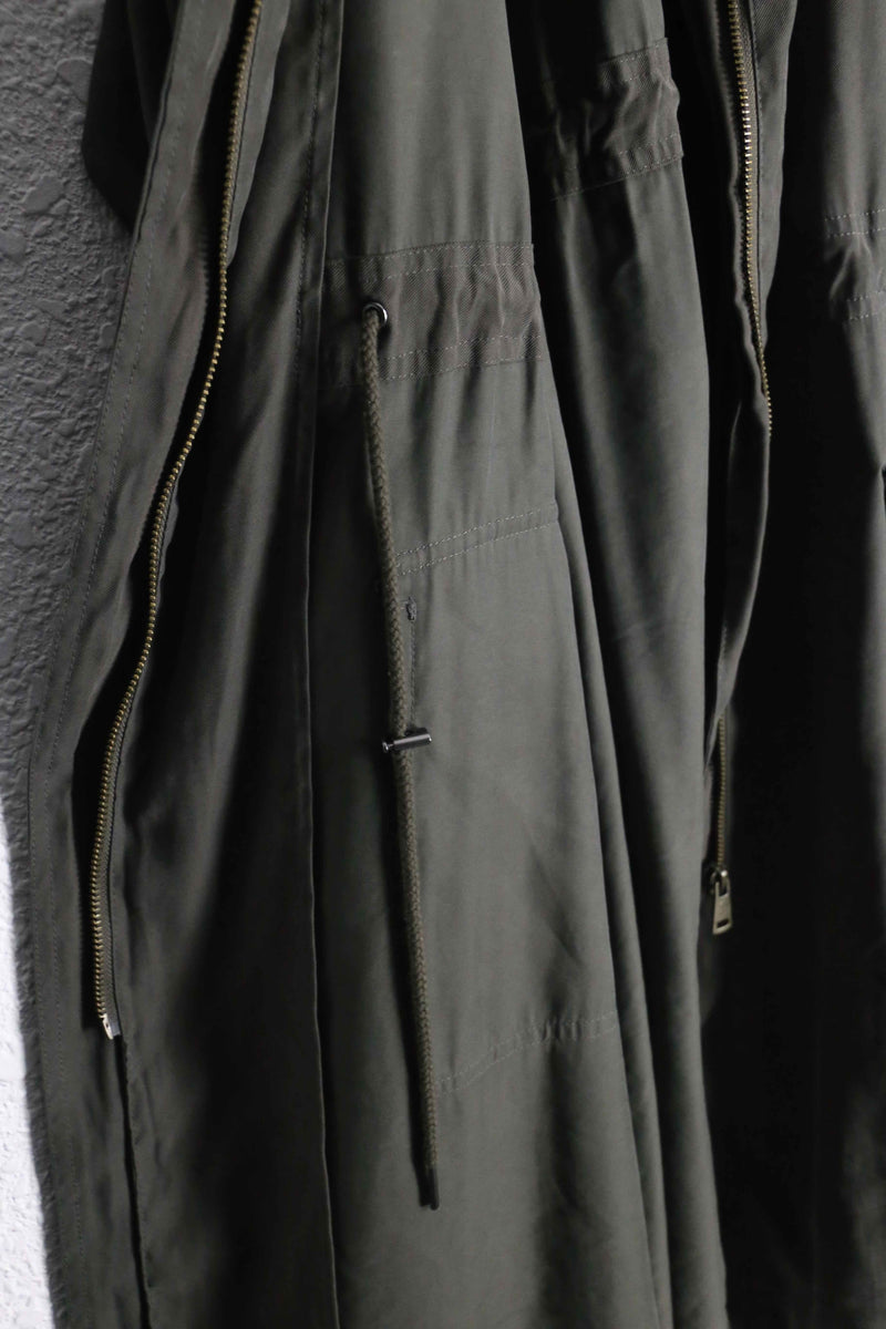 2000s zip up rayon poly twill coat