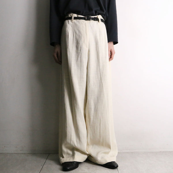 white color linen wide straight pants