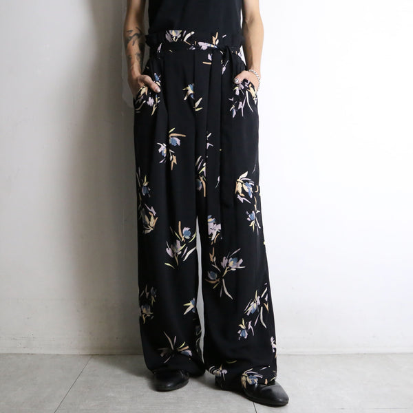 art botanical pattern wide easy pants