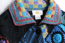 tribal mix design gobelin×crochet knit patchwork coat