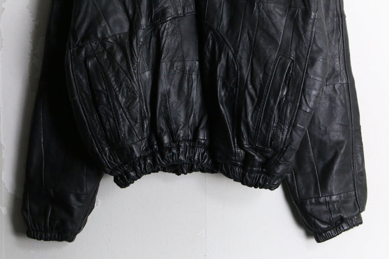 black leather switch design draman pullover jacket