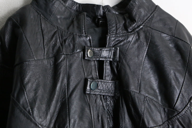 black leather switch design draman pullover jacket