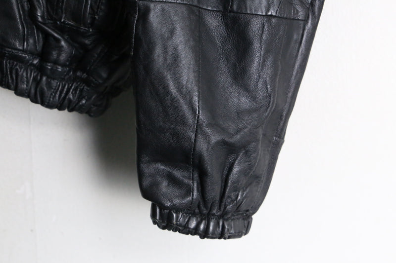 black leather switch design draman pullover jacket