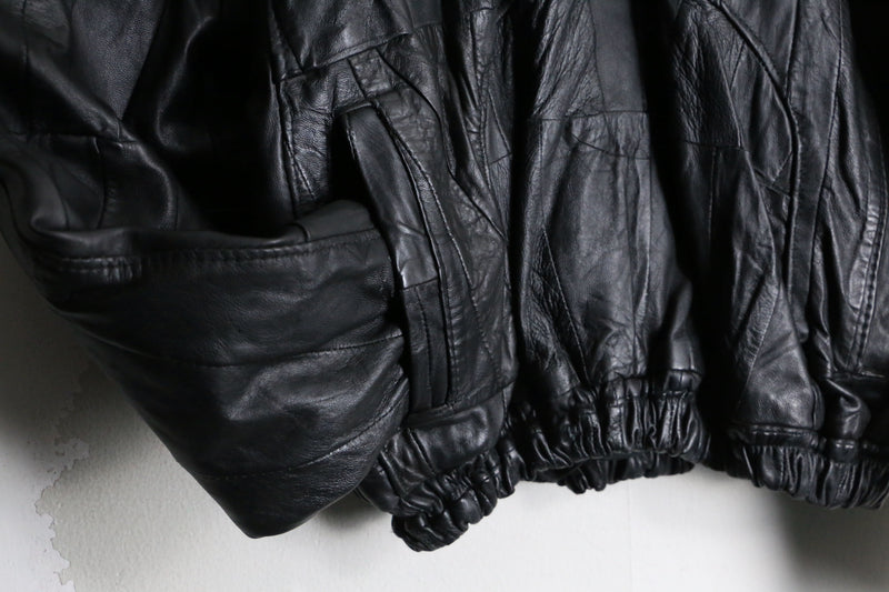 black leather switch design draman pullover jacket