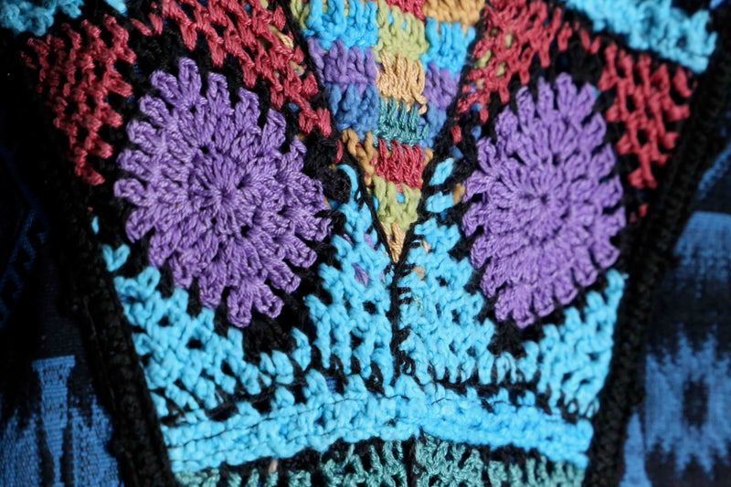 tribal mix design gobelin×crochet knit patchwork coat