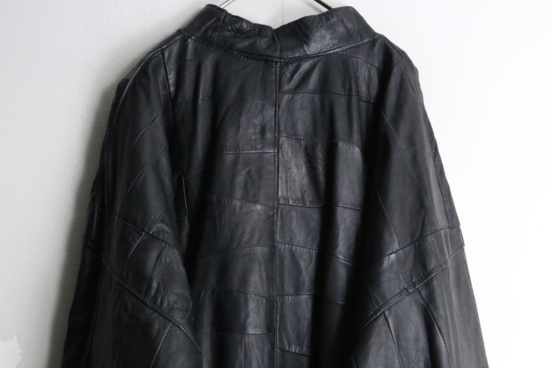 black leather switch design draman pullover jacket