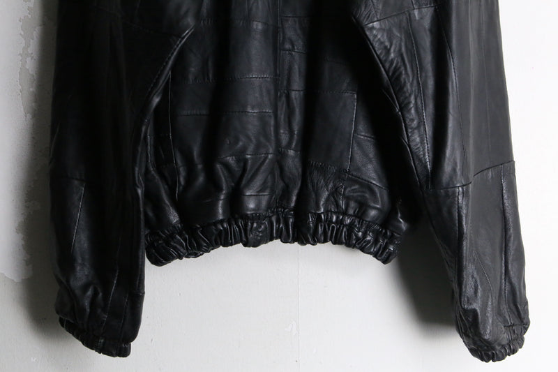 black leather switch design draman pullover jacket