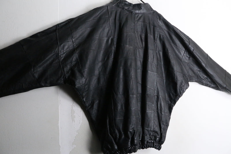 black leather switch design draman pullover jacket