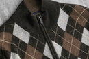 “Brooks Brothers” lambs wool argyle check half zip knit